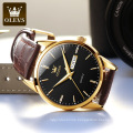 OLEVS Top Brand Luxury Men Classic Quartz Waterproof Watch Leather Strap Calendar Casual Business Fashion Man Watch Reloj Mujer